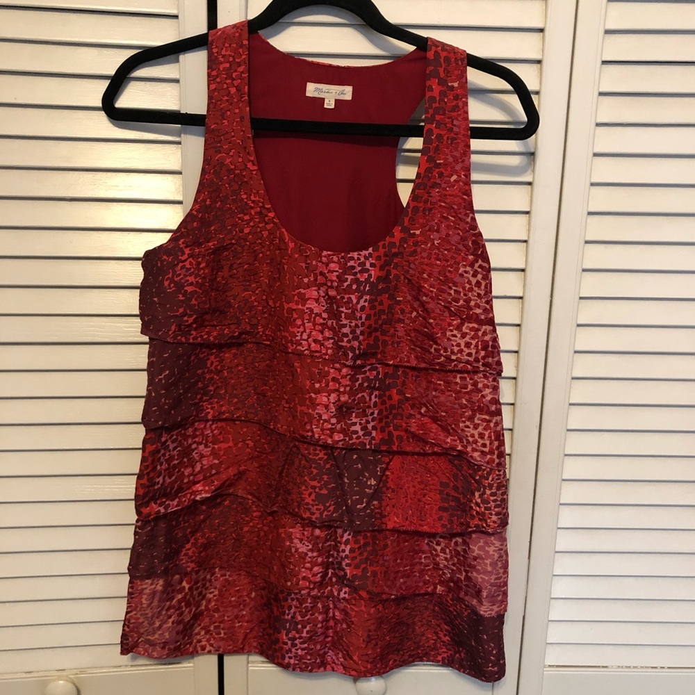 Martin + Osa Red Patterned Racerback Top